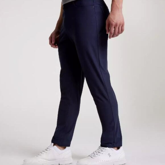 VRST Limitless Slim Fit 5 Pocket Navy Tech Trousers 32x30 NWT - Picture 2 of 10